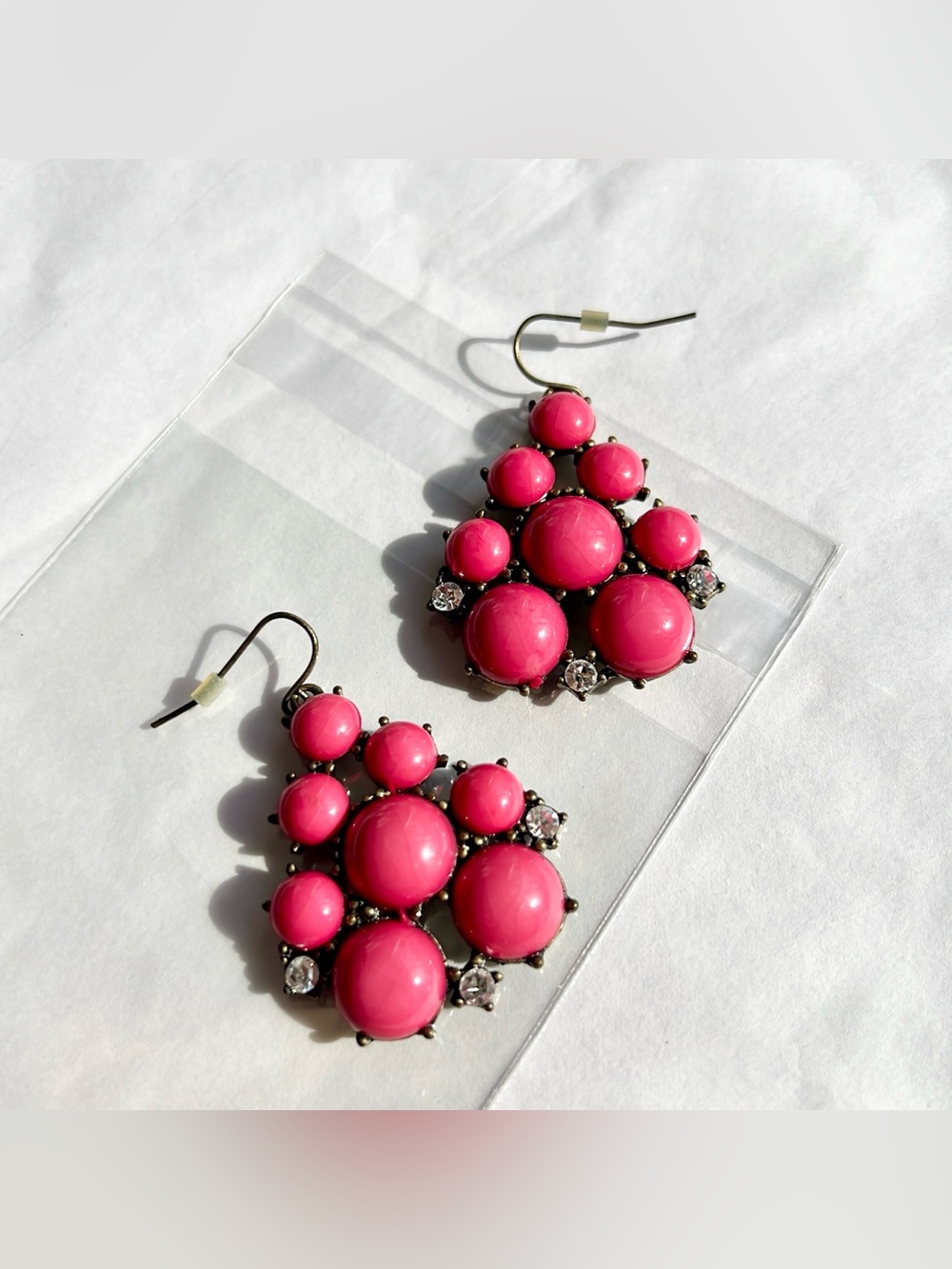 Banana Republic Women’s Fashion Jewelry Vibrant Pink Statement Dangle Earrings